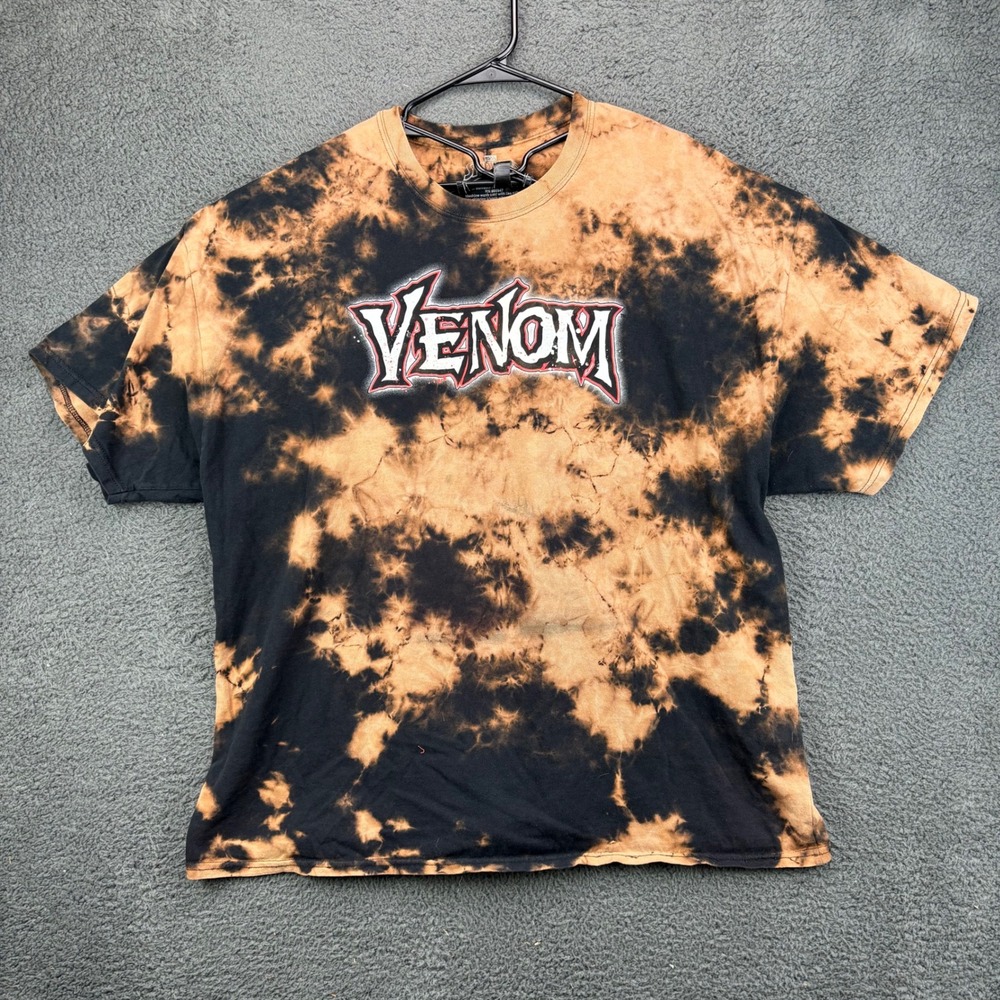 Marvel Venom Tie‎ Dye Graphic T Shirt Mens XL Black Orange Spider Man